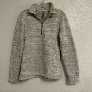Kuhl 1/4 Zip Pullover Jacket  Sweater Womens M Alaska Fleece Lined Grey Outdoor